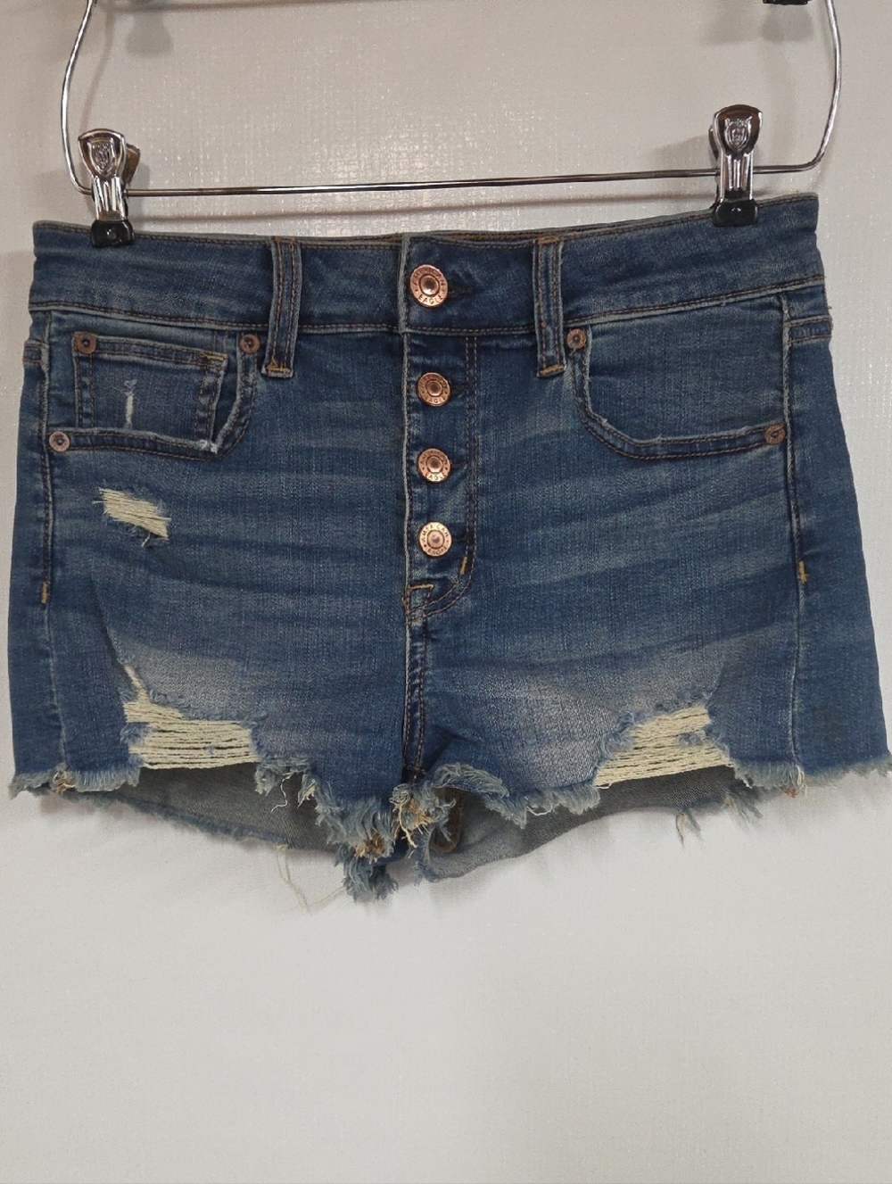 American Eagle Outfitters Distressed Button-Front Denim Shorts, Size 4, NWT